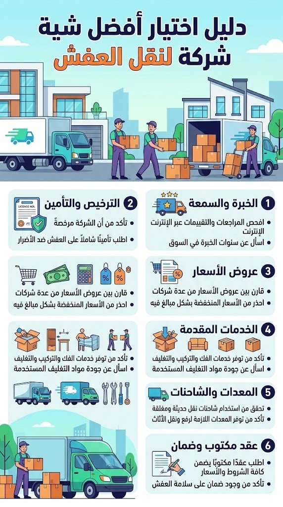 اختيار أفضل شركة لنقل العفش